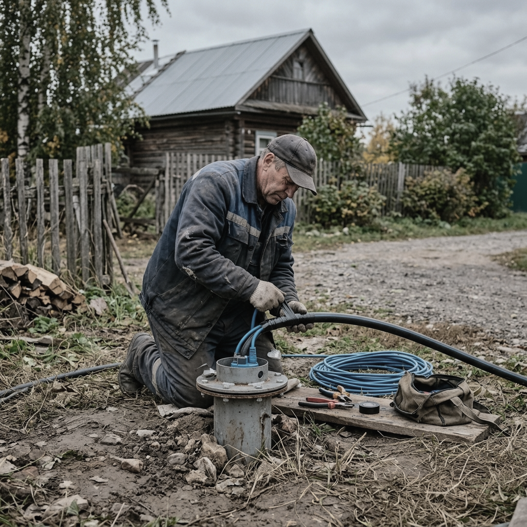 Монтаж насоса ЭЦВ в&nbsp;глубокой скважине